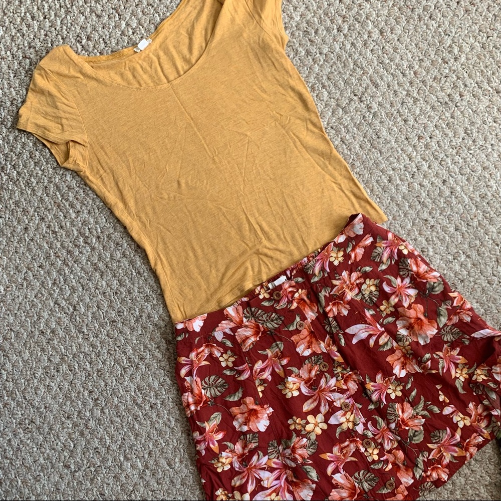 Rust Colored Skirt and Shirt Set from Garage - Size Medium